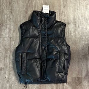 Zara vegan leather puffer vest XS